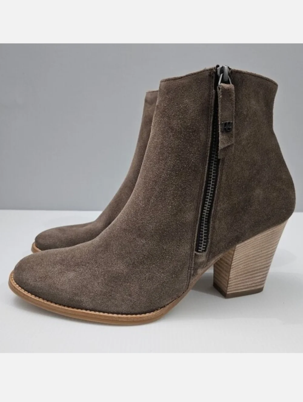 Paul Green Reya Stacked Heel Ankle Boot Womens UK 8.5 Brown Suede Side Zip